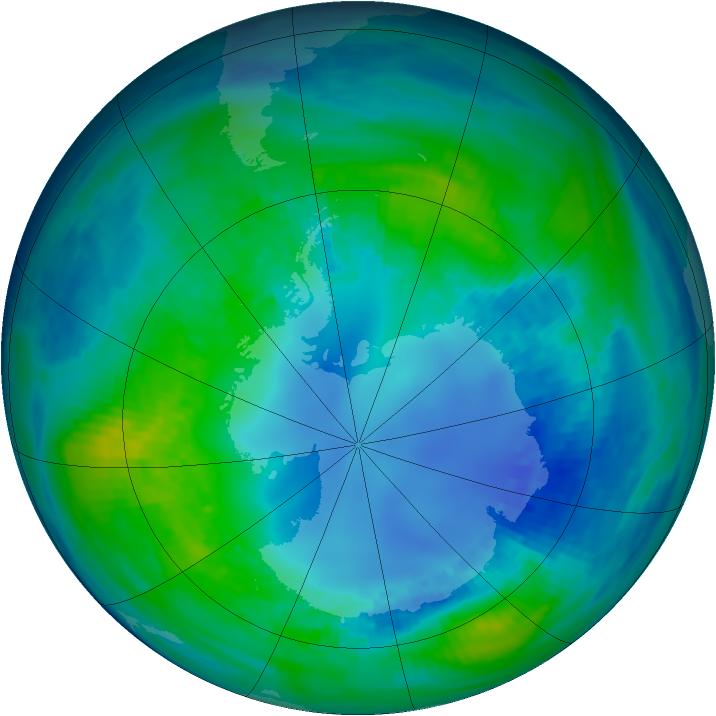 Antarctic ozone map for 26 April 1985